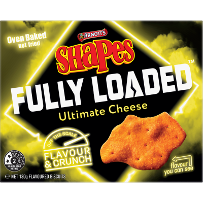 Arnott's Shapes Fully Loaded Ultimate Cheese Flavoured Biscuits 130g