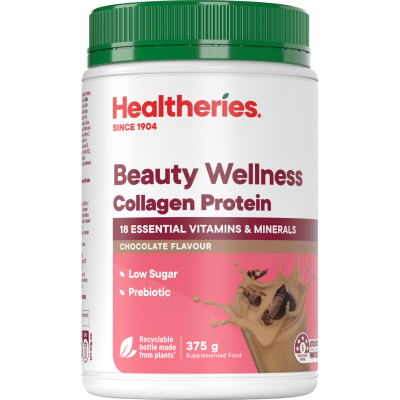 Healtheries Chocolate Flavour Beauty Wellness Collagen Protein Powder 375g