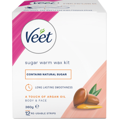 Veet Sugar Warm Wax Kit with Argan Oil 360g