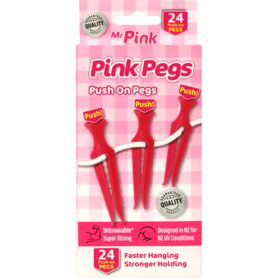 Mr Pink Pink Push On Pegs 24pk