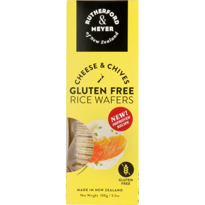 Rutherford & Meyer Gluten Free Rice Wafers Cheese & Chives 100g