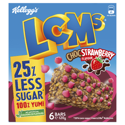 Kellogg's LCMs Choc Strawberry Flavour 25% Less Sugar Rice Bubble Bars 120g