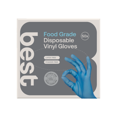 Best Food Grade Disposable Vinyl Gloves 50pk