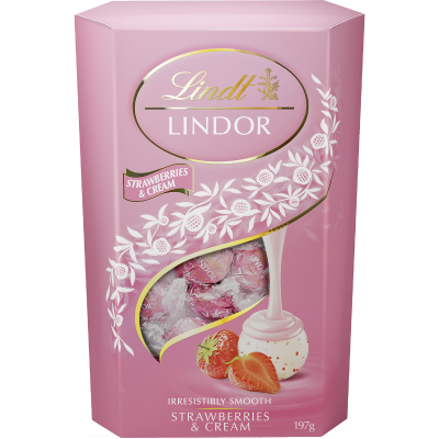 Lindt Lindor Strawberries & Cream Chocolates 197g