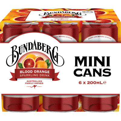 Bundaberg Blood Orange Sparkling Drink Mini Cans 6 x 200ml