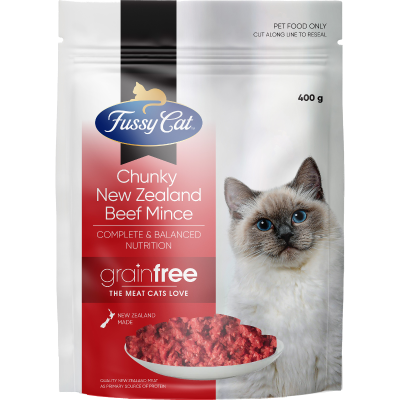 Fussy Cat Grainfree Chunky New Zealand Beef Mince Adult Cat Food 400g