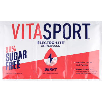 Vitasport Electro-Lite Rehydration 99% Sugar Free Berry Electrolyte Drink Base 3 x 12g