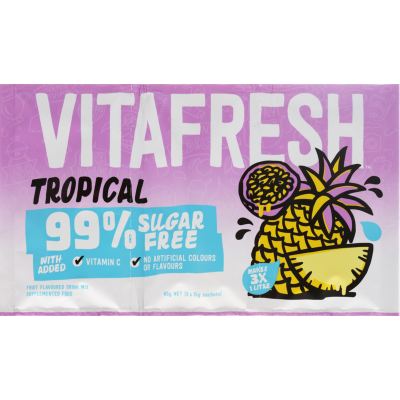 Vitafresh Tropical 99% Sugar Free Flavoured Drink Mix 3 x 15g
