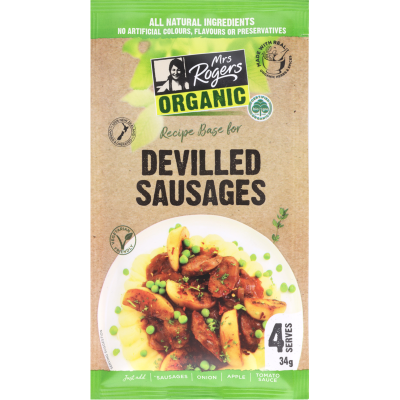 Mrs Rogers Organic Devilled Sausages Recipe Base 34g