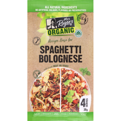 Mrs Rogers Organic Spaghetti Bolognese Recipe Base 30G