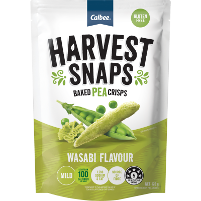 Calbee Harvest Snaps Wasabi Flavour Baked Pea Crisps 120g