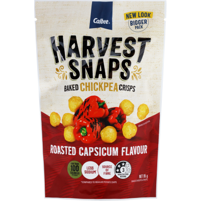 Calbee Harvest Snaps Roasted Capsicum Flavour Baked Chickpea Crisps 95g