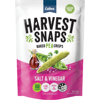 Calbee Harvest Snaps Salt & Vinegar Flavour Baked Pea Crisps 120g