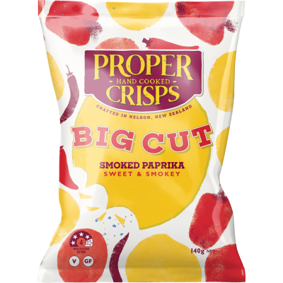 Proper Crisps Big Cut Smoked Paprika Sweet & Smokey Hand Cooked Potato Crisps 140g