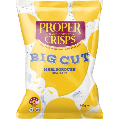 Proper Crisps Big Cut Marlborough Sea Salt Hand Cooked Potato Crisps 140g