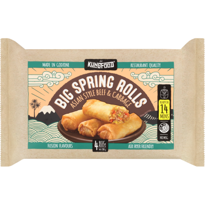KungFood Asian Style Beef & Cabbage Big Spring Rolls 280g