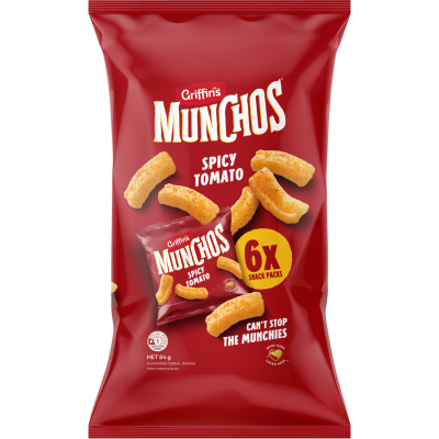 Griffin's Munchos Spicy Tomato Cereal Snacks 6 x 14g