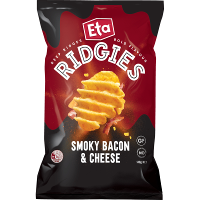 Eta Ridgies Smoky Bacon & & Cheese Potato Chips 140g