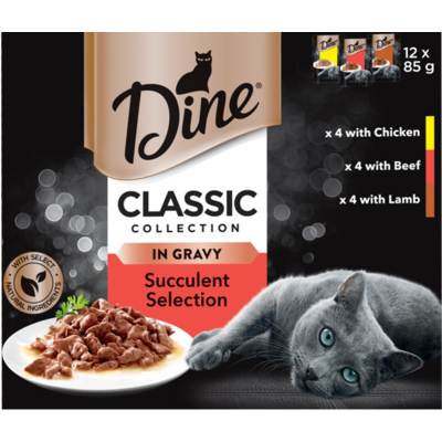 Dine Classic Collection Succelent Selection In Gravy Cat Food 12 X 85g