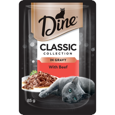 Dine Classic Collection Beef Chunks In Gravy Wet Cat Food 85g