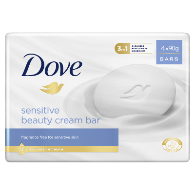 Dove Sensitive Beauty Cream Bar Soap 4 x 90g