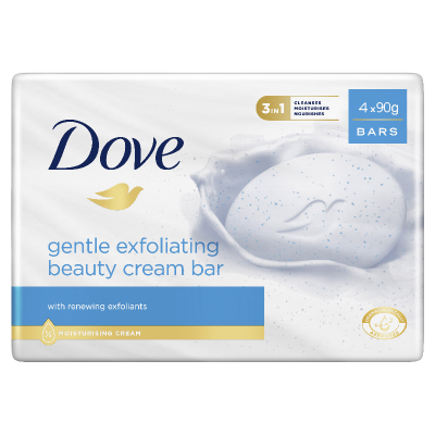 Dove Gentle Exfoliating Beauty Cream Bar 4 x 90g