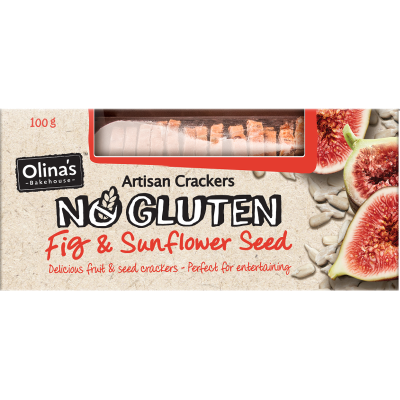 Olinas No Gluten Fig & Sunflower Seed Artisan Crackers 100g