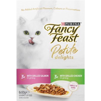 Purina Fancy Feast Petite Delights Salmon Chicken In Gravy Gourmet Cat Food 6 x 50g