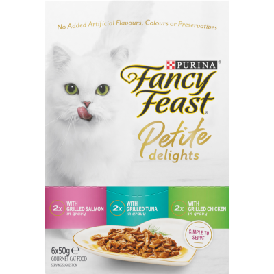 Purina Fancy Feast Petite Delights Salmon Tuna & Chicken In Gravy Gourmet Cat Food 6 x 50g