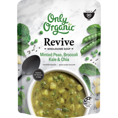 Only Organic Revive Minted Peas Broccoli Kale & Chia Wholesome Soup 320g