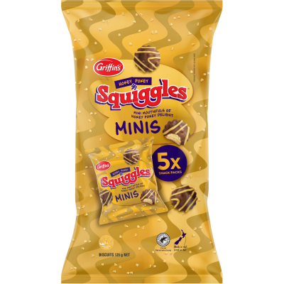 Griffin's Squiggles Hokey Pokey Minis Chocolate Biscuits 5 x 25g
