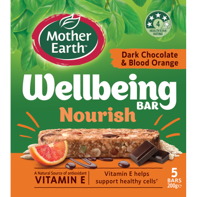 Mother Earth Nourish Dark Chocolate & Blood Orange Wellbeing Bars 5 x 40g