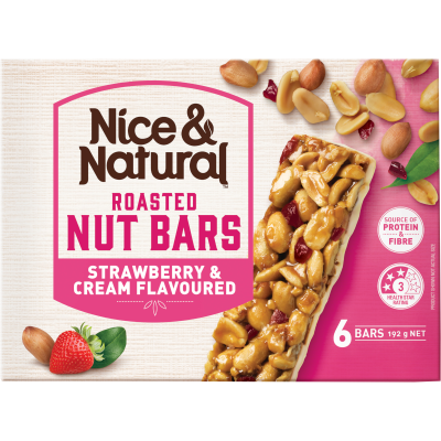 Nice & Natural Strawberry & Cream Roasted Nut Bars 6 x 32g