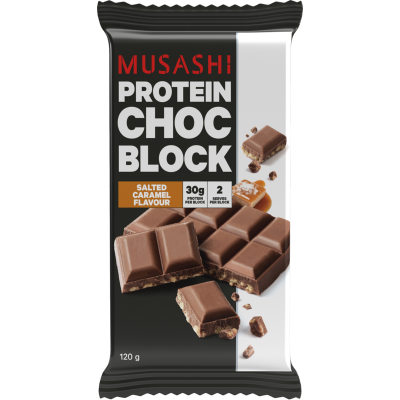 Musashi Salted Caramel Flavour Protein Choc Block 120G