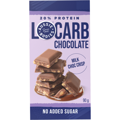 Aussie Bodies Milk Choc Crisp Low Carb Chocolate Bar 90G
