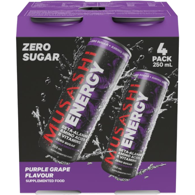 Musashi Purple Grape Energy Drink 4 x 250ml