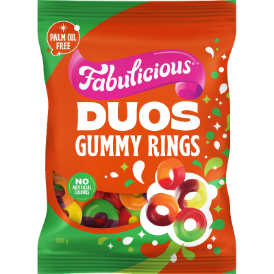 RJ's Fabulicious Duos Gummy Rings 180g