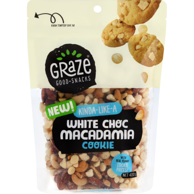 Graze Kinda-Like-A White Choc Macadamia Cookie 400g