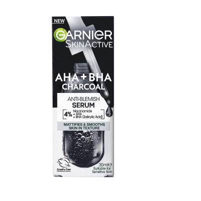 Garnier Active AHA + BHA Charcoal Anti-Blemish Serum 30ml
