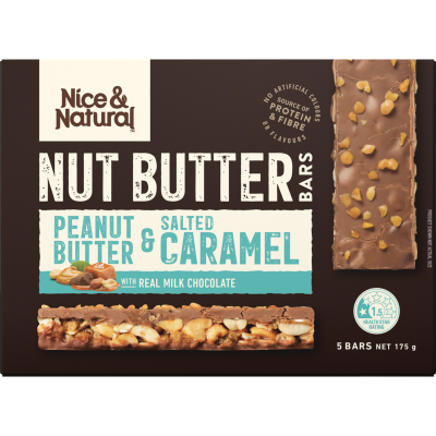 Nice & Natural Peanut Butter & Salted Caramel Nut Butter Bars 5pk