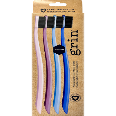 Grin Adults Recycled Medium Toothbrush 4pk