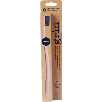 Grin Adults Recycled Pink Medium Toothbrush 1pk
