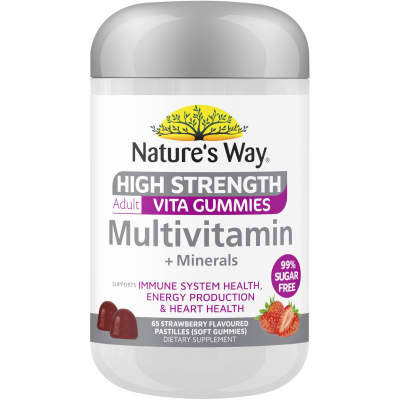 Nature's Way High Strength Multivitamin + Minerals Strawberry Flavoured Adult Vita Gummies 65pk