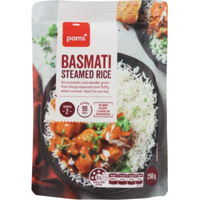 Pams Basmati Steamed Rice 250g