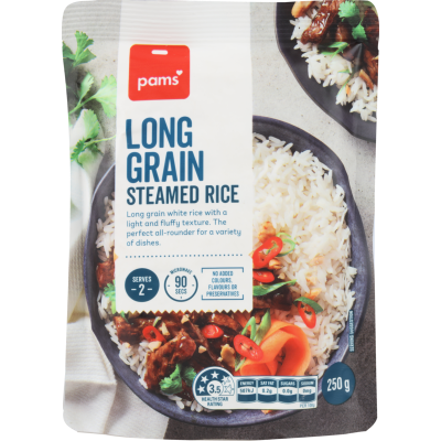 Pams Long Grain Steamed Rice 250g