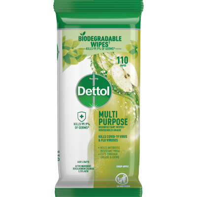 Dettol Crisp Apple Multi Purpose Wipes 110pk