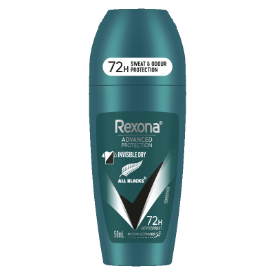 Rexona Advanced Protection Invisible Dry All Blacks 72Hr Antiperspirant Deodorant Roll On 50ml