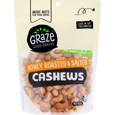 Graze Honey Roasted & Salted Cashews 450g