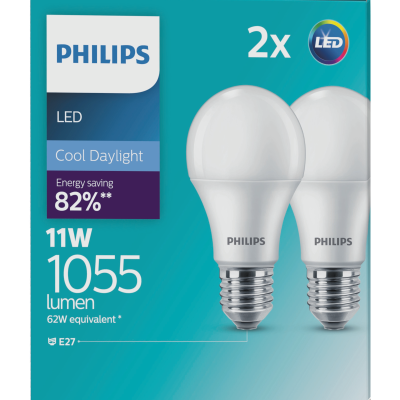 Philips LED Cool Daylight 11W 1055 Lumen Screw Bulb 2pk