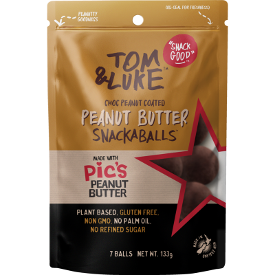 Tom & Luke Pic's Peanut Butter Choc Coated Snackaballs 133g